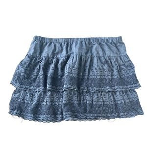Old Navy Blue Tiered Mini Skirt XL Chambray Blue